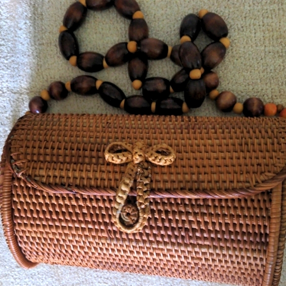 Free People Brown Rattan Bag Rattan & Wicker,  Shoulder Bag Pre-owned - Picture 1 of 13